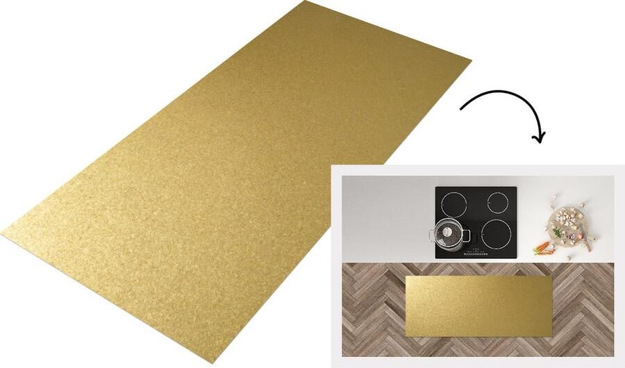 KitchenYeah Keukenloper Loper keuken Goud print Metaal 120x50 cm Keukenloper vinyl