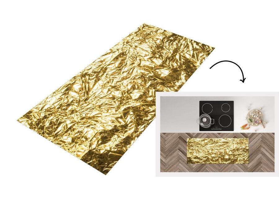 KitchenYeah Keukenloper Loper keuken Gouden folie met een gerimpelde textuur 120x50 cm Keukenloper vinyl