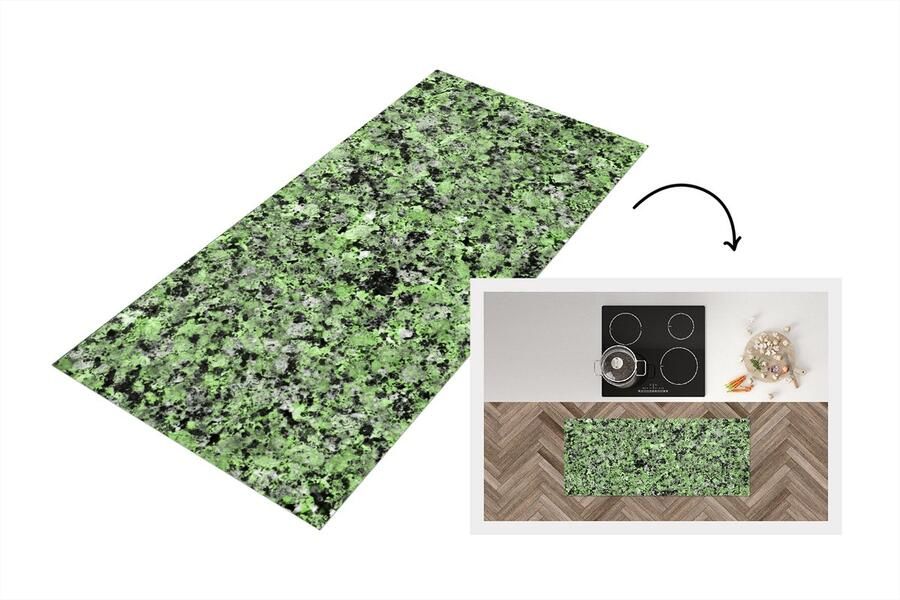 KitchenYeah Keukenloper Loper keuken Graniet Groen Zwart Kristallen 120x50 cm Keukenloper vinyl