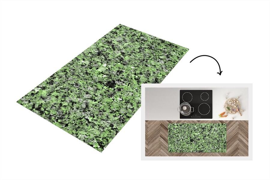 KitchenYeah Keukenloper Loper keuken Graniet Groen Zwart Kristallen 120x60 cm Keukenloper vinyl