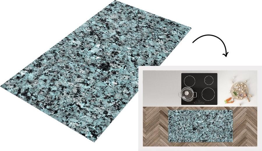 KitchenYeah Keukenloper Loper keuken Graniet Kristallen Blauw Zwart 120x60 cm Keukenloper vinyl