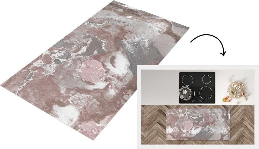 KitchenYeah Keukenloper Loper keuken Graniet Rood Kristal 120x60 cm Keukenloper vinyl