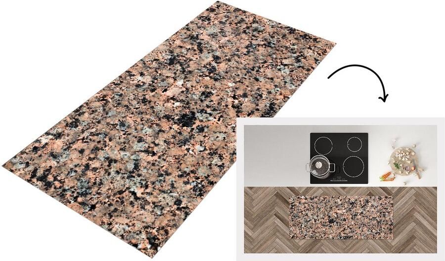 KitchenYeah Keukenloper Loper keuken Graniet Steen Oranje 120x50 cm Keukenloper vinyl