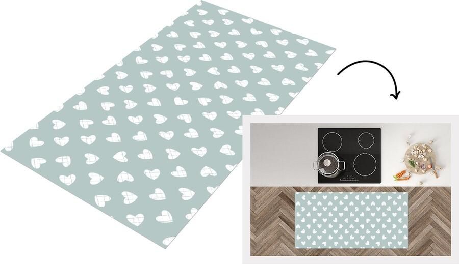 KitchenYeah Keukenloper Loper keuken Groen Design Geometrie Patroon 120x60 cm Keukenloper vinyl