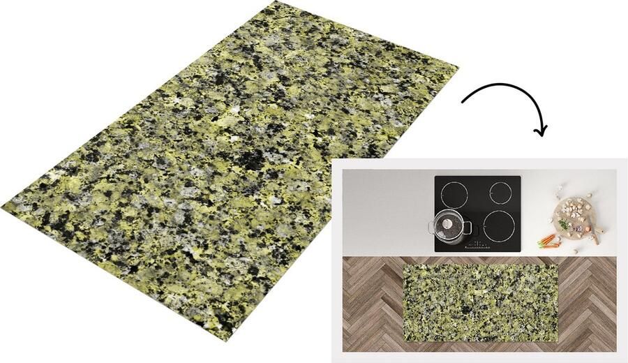 KitchenYeah Keukenloper Loper keuken Groen Keien Graniet 120x60 cm Keukenloper vinyl