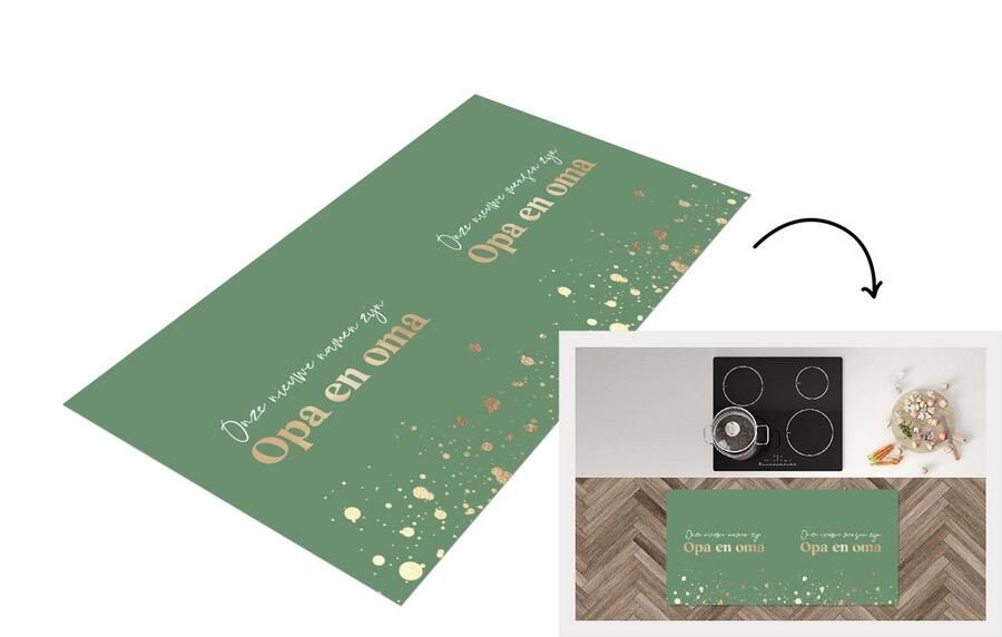 KitchenYeah Keukenloper Loper keuken Groen 'Onze nieuwe namen zijn opa en oma' Quotes Spreuken 120x60 cm Keukenloper vinyl