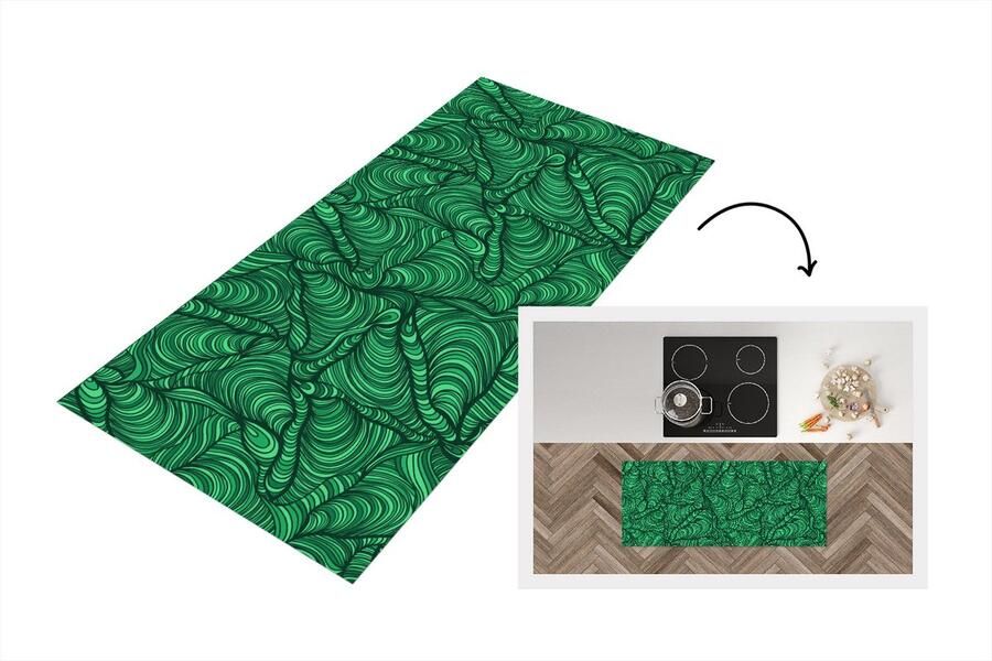 KitchenYeah Keukenloper Loper keuken Groen Patroon Zomer 120x50 cm Keukenloper vinyl