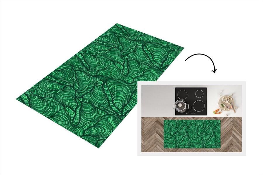 KitchenYeah Keukenloper Loper keuken Groen Patroon Zomer 120x60 cm Keukenloper vinyl