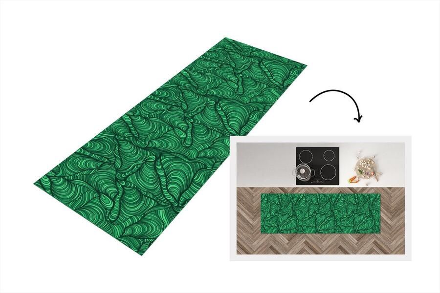 KitchenYeah Keukenloper Loper keuken Groen Patroon Zomer 180x60 cm Keukenloper vinyl