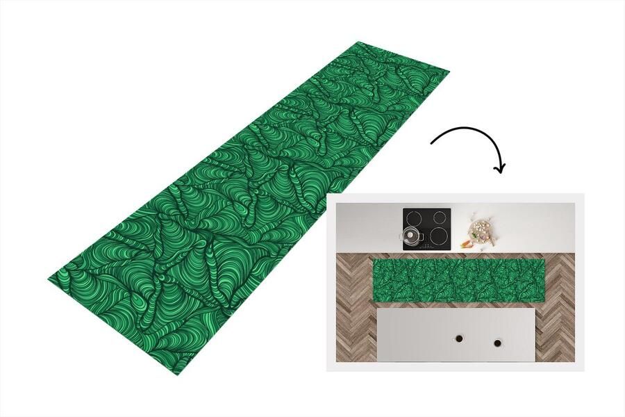 KitchenYeah Keukenloper Loper keuken Groen Patroon Zomer 240x60 cm Keukenloper vinyl