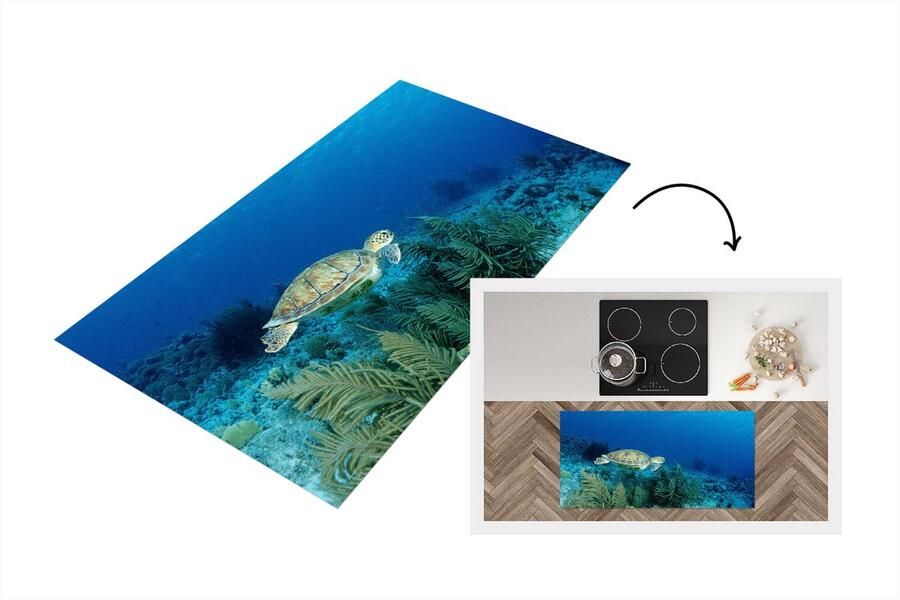 KitchenYeah Keukenloper Loper keuken Groene zeeschildpad op Bonaire 120x60 cm Keukenloper vinyl