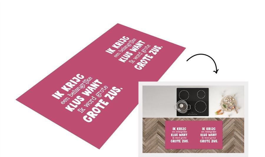 KitchenYeah Keukenloper Loper keuken Grote zus Ik word grote zus Spreuken Quotes Zus 120x60 cm Keukenloper vinyl