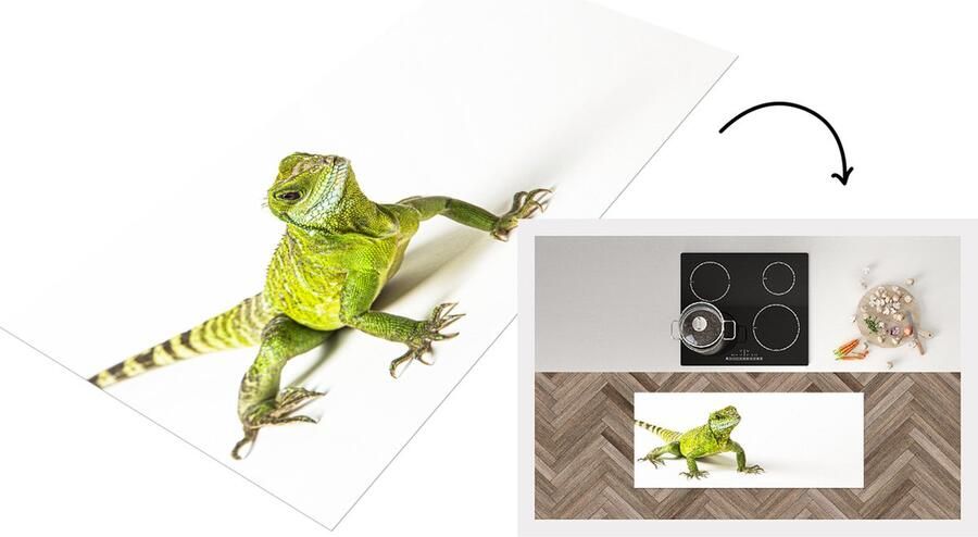 KitchenYeah Keukenloper Loper keuken Hagedis Reptiel Groen 120x50 cm Keukenloper vinyl