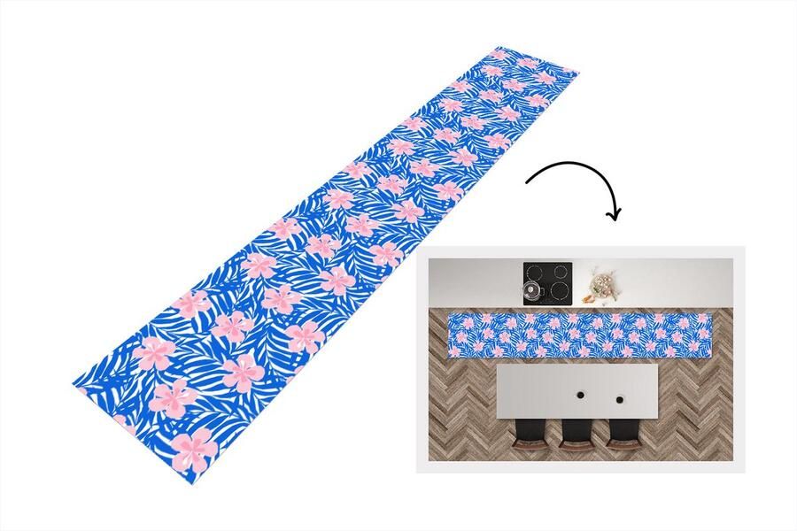 KitchenYeah Keukenloper Keukenmat Hawaii Bloesem Tropisch Patronen 360x60 cm Keuken vloerkleed