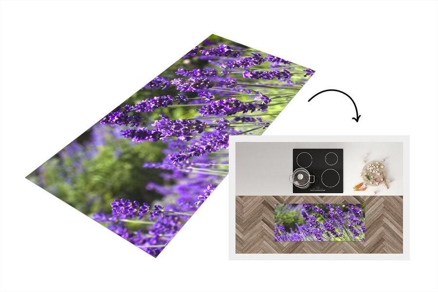 KitchenYeah Keukenloper Loper keuken Heldere paarse lavendel in de natuur 120x50 cm Keukenloper vinyl