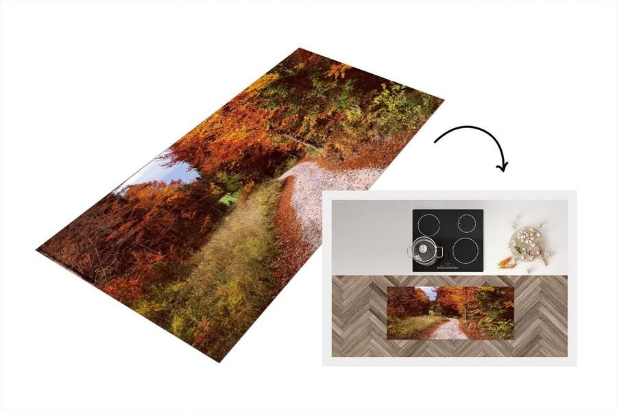 KitchenYeah Keukenloper Loper keuken Herfst Herfstbladeren Pad Bos 120x50 cm Keukenloper vinyl