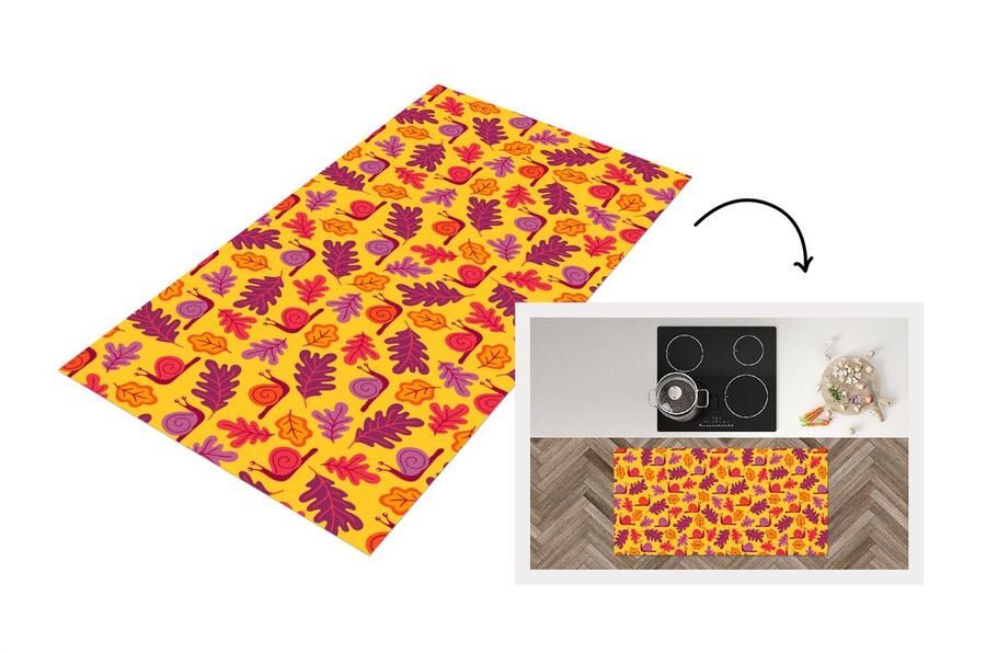 KitchenYeah Keukenloper Loper keuken Herfst Slakken Patronen 120x60 cm Keukenloper vinyl