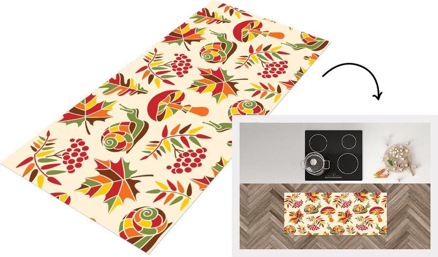 KitchenYeah Keukenloper Loper keuken Herfst Slakken Patroon 120x50 cm Keukenloper vinyl