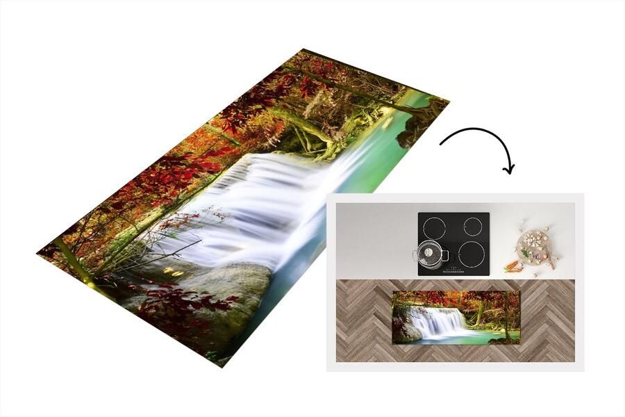 KitchenYeah Keukenloper Loper keuken Herfst Waterval Natuur 120x50 cm Keukenloper vinyl