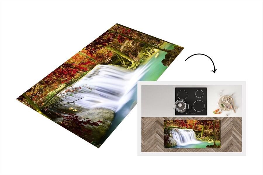 KitchenYeah Keukenloper Loper keuken Herfst Waterval Natuur 120x60 cm Keukenloper vinyl