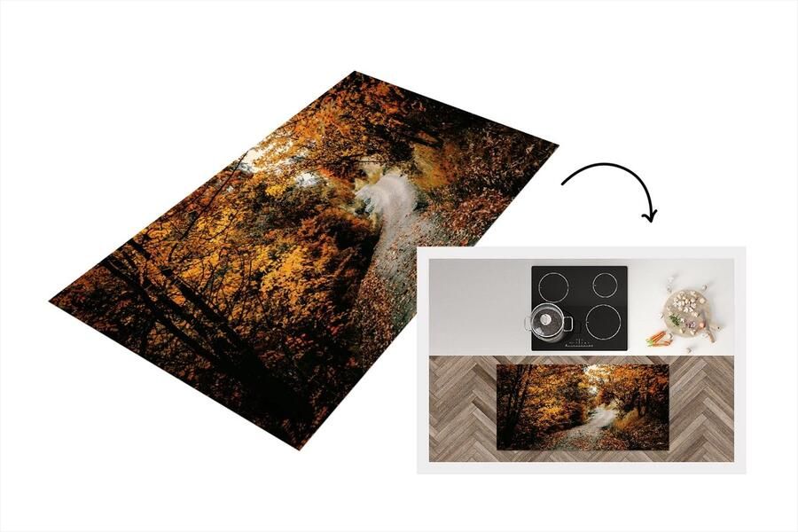 KitchenYeah Keukenloper Loper keuken Herfstbos Pad Bladeren Landelijk 120x60 cm Keukenloper vinyl