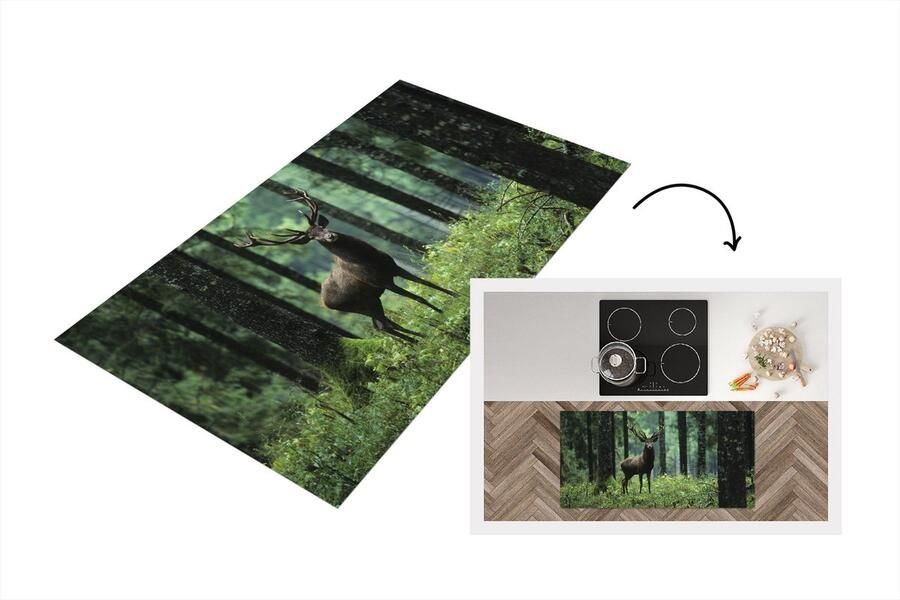 KitchenYeah Keukenloper Loper keuken Hert Bos Bomen 120x60 cm Keukenloper vinyl