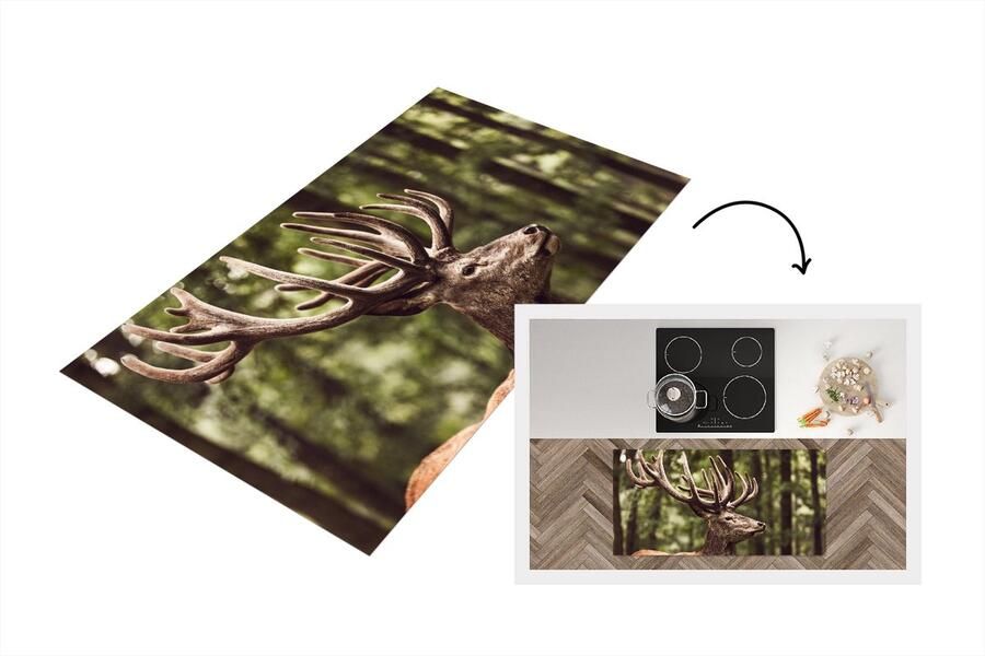 KitchenYeah Keukenloper Loper keuken Hert Gewei Bos 120x60 cm Keukenloper vinyl