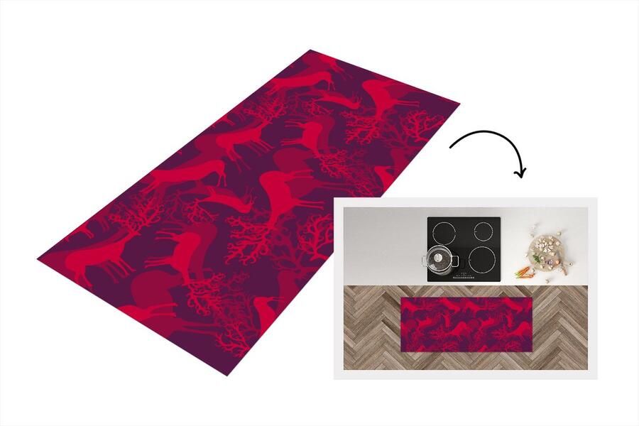 KitchenYeah Keukenloper Loper keuken Hert Patroon Kleuren 120x50 cm Keukenloper vinyl