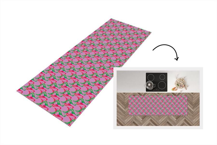 KitchenYeah Keukenloper Loper keuken Hert Patroon Paars 150x50 cm Keukenloper vinyl