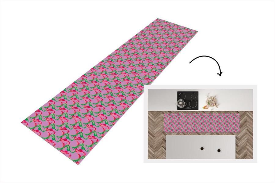 KitchenYeah Keukenloper Loper keuken Hert Patroon Paars 200x50 cm Keukenloper vinyl