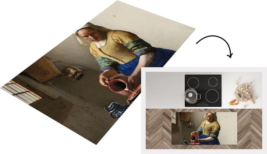 KitchenYeah Keukenloper Loper keuken Het melkmeisje Schilderij van Johannes Vermeer 120x60 cm Keukenloper vinyl
