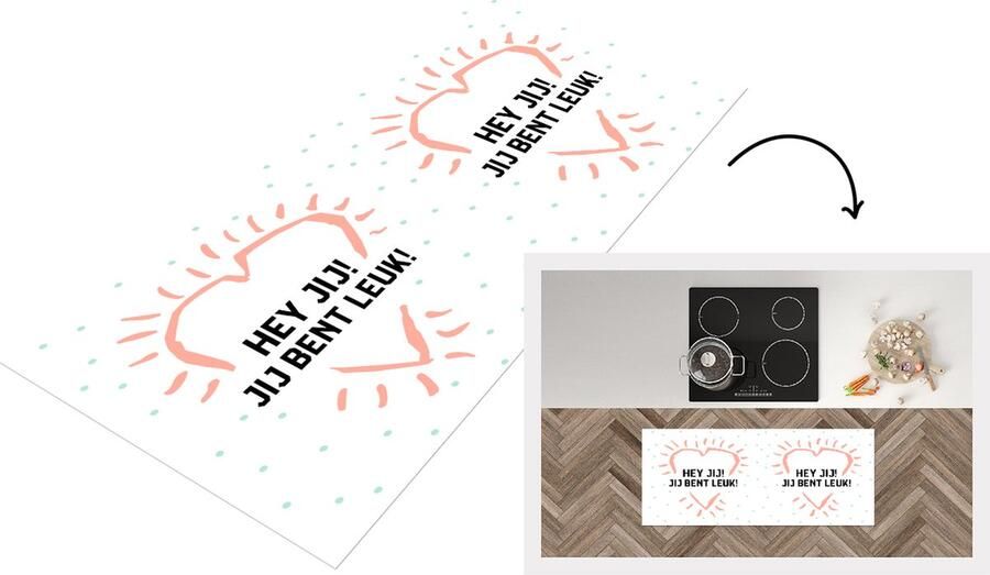 KitchenYeah Keukenloper Loper keuken Hey jij! Jij bent leuk! Quotes Spreuken Vriendschap 120x50 cm Keukenloper vinyl
