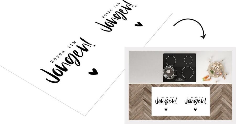 KitchenYeah Keukenloper Loper keuken Hoera een Jongen Baby Zwangerschap aankondiging Gender reveal Spreuken 120x60 cm Keukenloper vinyl