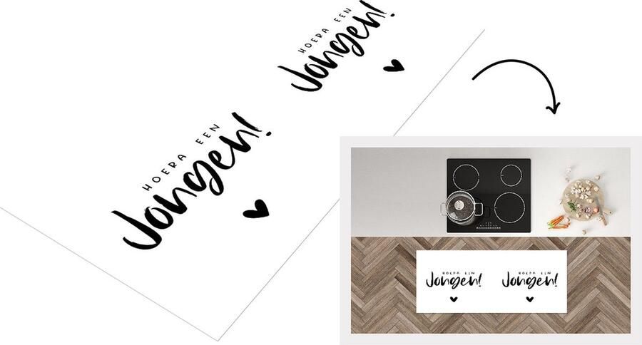 KitchenYeah Keukenloper Loper keuken Hoera een Jongen Baby Zwangerschap aankondiging Gender reveal Spreuken 120x50 cm Keukenloper vinyl