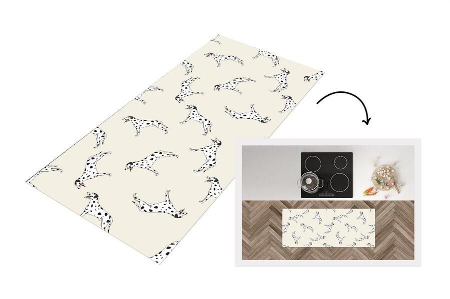 KitchenYeah Keukenloper Loper keuken Hond Dalmatiër Pastel Jongen Design 120x50 cm Keukenloper vinyl
