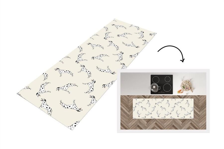 KitchenYeah Keukenloper Loper keuken Hond Dalmatiër Pastel Jongen Design 180x60 cm Keukenloper vinyl