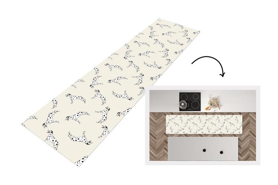 KitchenYeah Keukenloper Loper keuken Hond Dalmatiër Pastel Jongen Design 240x60 cm Keukenloper vinyl