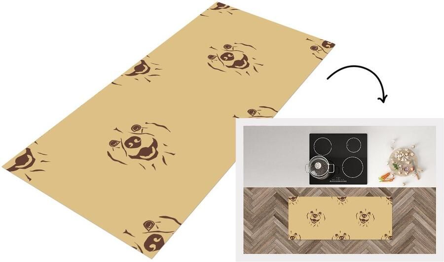 KitchenYeah Keukenloper Loper keuken Hond Vintage Patroon Jongens 120x50 cm Keukenloper vinyl