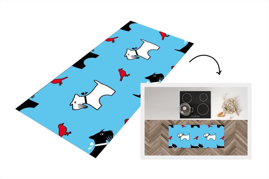 KitchenYeah Keukenloper Loper keuken Hond Vogel Dieren Patronen Kinderen 120x50 cm Keukenloper vinyl