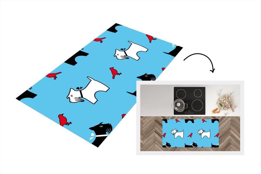 KitchenYeah Keukenloper Loper keuken Hond Vogel Dieren Patronen Kinderen 120x60 cm Keukenloper vinyl