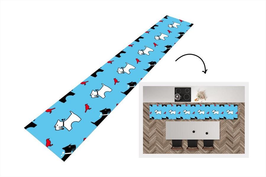 KitchenYeah Keukenloper Keukenmat Hond Vogel Dieren Patronen Kinderen 360x60 cm Keuken vloerkleed