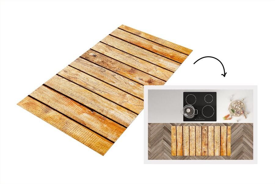 KitchenYeah Keukenloper Loper keuken Hout Plank Vloer 120x60 cm Keukenloper vinyl