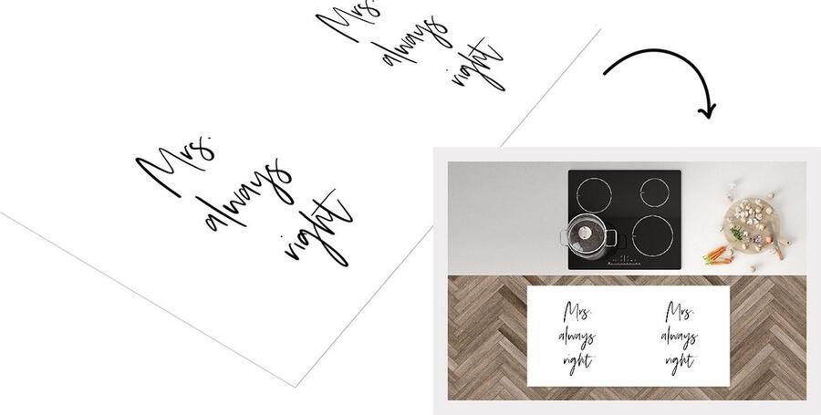 KitchenYeah Keukenloper Loper keuken Huwelijk 'Mrs. always right' Spreuken Quotes 120x60 cm Keukenloper vinyl
