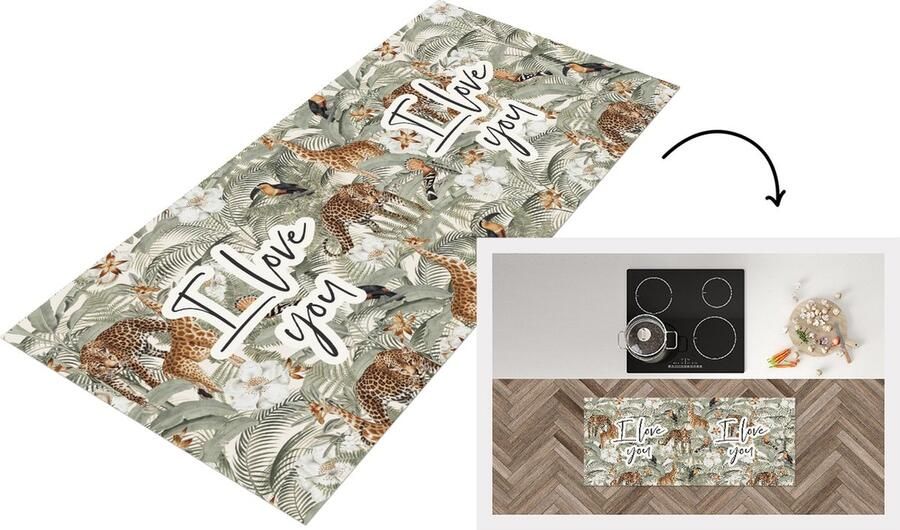 KitchenYeah Keukenloper Loper keuken I love you Quotes Spreuken Liefde 120x50 cm Keukenloper vinyl