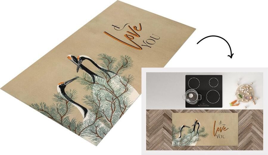 KitchenYeah Keukenloper Loper keuken I love you Quotes Spreuken Partner Love 120x60 cm Keukenloper vinyl