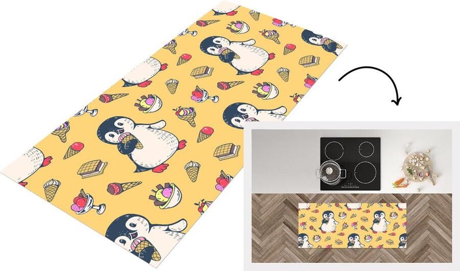 KitchenYeah Keukenloper Loper keuken IJs Pinguïn Pooldieren Kinderen Design 120x50 cm Keukenloper vinyl