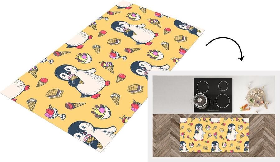 KitchenYeah Keukenloper Loper keuken IJs Pinguïn Pooldieren Kinderen Design 120x60 cm Keukenloper vinyl