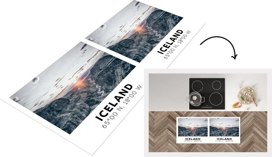 KitchenYeah Keukenloper Loper keuken IJsland Bergen Water Zon 120x50 cm Keukenloper vinyl