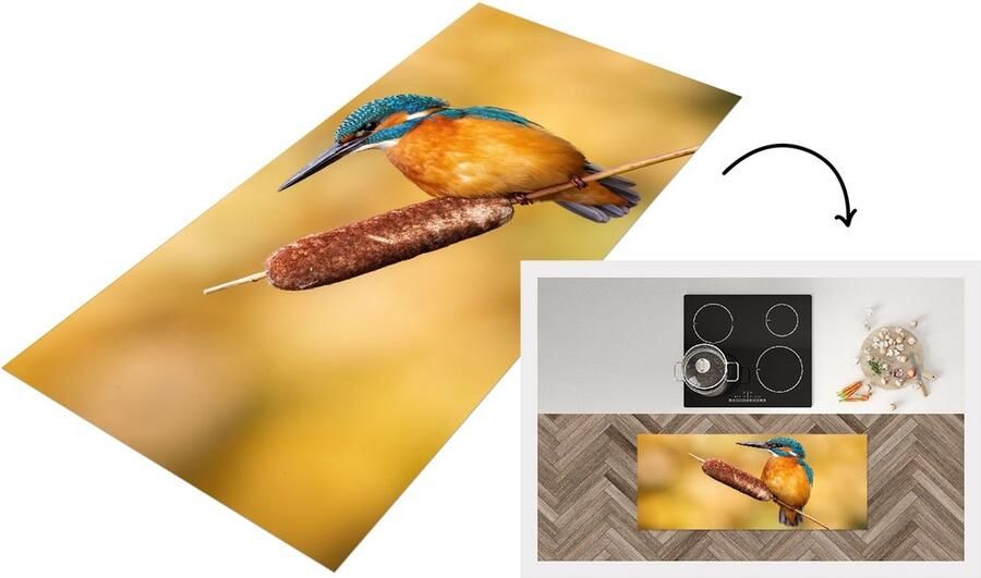 KitchenYeah Keukenloper Loper keuken IJsvogel Natuur Vogel 120x50 cm Keukenloper vinyl