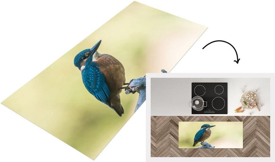 KitchenYeah Keukenloper Loper keuken IJsvogel Tak Vogel 120x50 cm Keukenloper vinyl